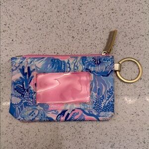 Blue & Pink Lilly Pulitzer Floral ID Wallet Keyring